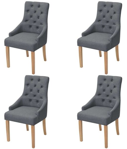 Elegáns Sötétszürke Szövet Étkezőszékek - 4 db - Tölgyfa Lábak