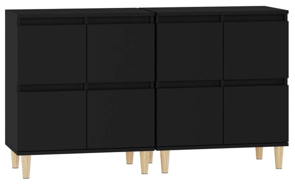 VIDAXL - Fekete Fa Tálalószekrény - 2 db - 60x35x70 cm