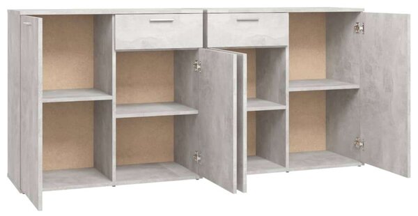 Betonszürke forgácslap tálalószekrény 160 x 36 x 75 cm