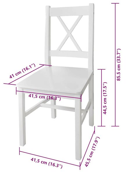 Fenyőfa Étkezőszék - Fehér - 4 db