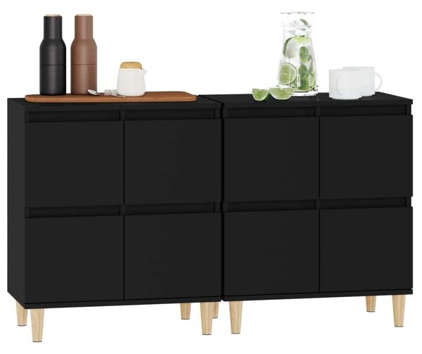 VIDAXL - Fekete Fa Tálalószekrény - 2 db - 60x35x70 cm