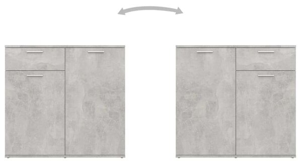 Betonszürke forgácslap tálalószekrény 160 x 36 x 75 cm