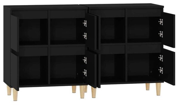 VIDAXL - Fekete Fa Tálalószekrény - 2 db - 60x35x70 cm