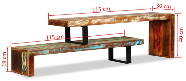Rusztikus Újrahasznosított Fa TV Szekrény - 115x30 cm