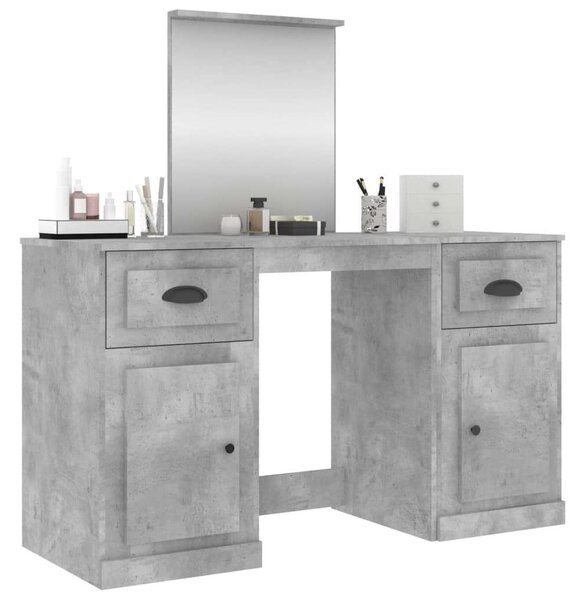 VidaXL Sminkasztal Tükörrel - Beton Szürke - 130x50x132,5cm