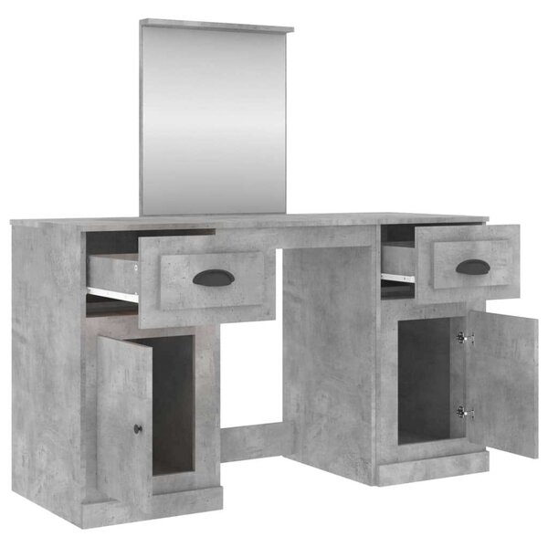 VidaXL Sminkasztal Tükörrel - Beton Szürke - 130x50x132,5cm