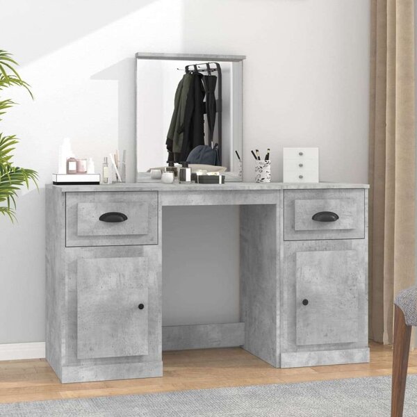 VidaXL Sminkasztal Tükörrel - Beton Szürke - 130x50x132,5cm