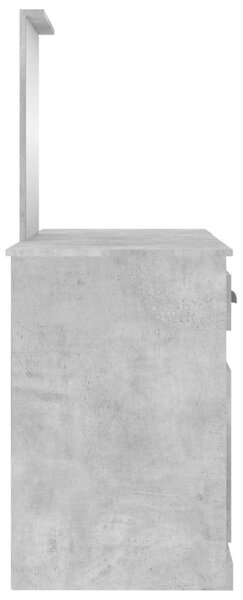 VidaXL Sminkasztal Tükörrel - Beton Szürke - 130x50x132,5cm