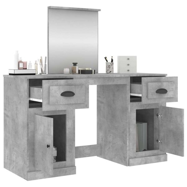 VidaXL Sminkasztal Tükörrel - Beton Szürke - 130x50x132,5cm