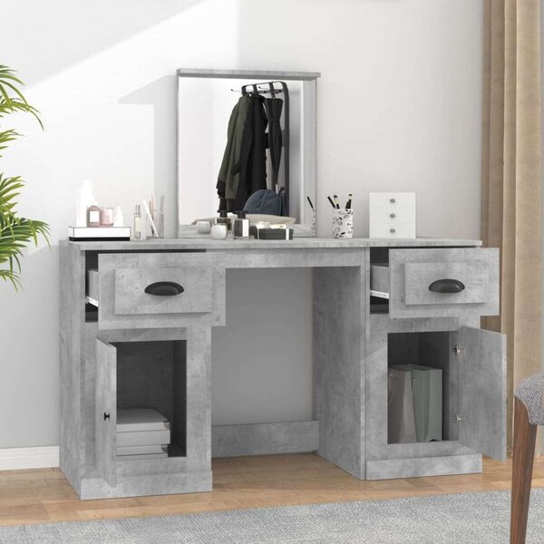 VidaXL Sminkasztal Tükörrel - Beton Szürke - 130x50x132,5cm