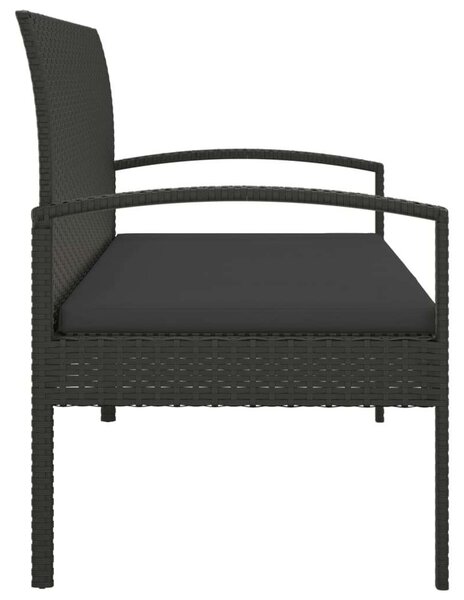 VidaXL fekete polyrattan kerti pad párnával 105 cm
