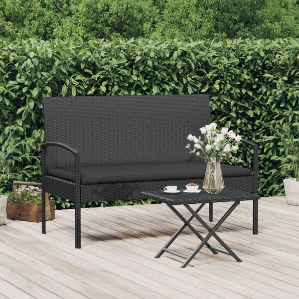 VidaXL fekete polyrattan kerti pad párnával 105 cm