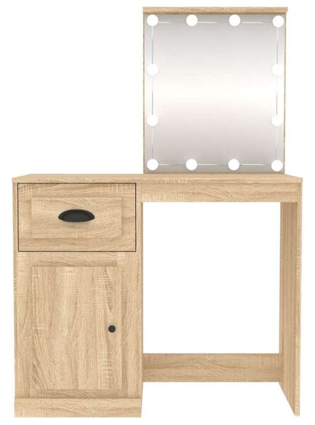 VidaXL LED-es Sminkasztal - Sonoma Tölgy - 90x50x132,5 cm