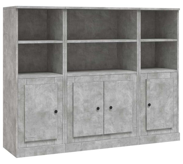 VidaXL 3 részes Magasszekrény - Betonszürke Fa - 132x35,5x103,5cm