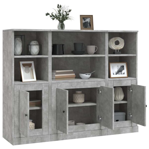 VidaXL 3 részes Magasszekrény - Betonszürke Fa - 132x35,5x103,5cm