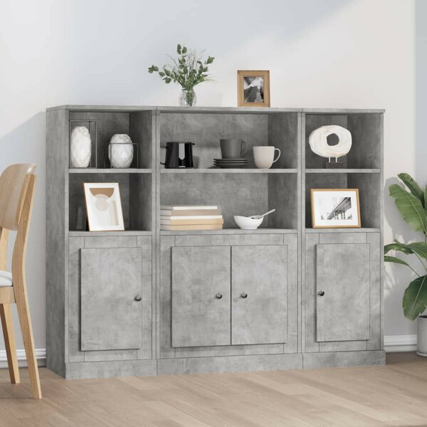 VidaXL 3 részes Magasszekrény - Betonszürke Fa - 132x35,5x103,5cm