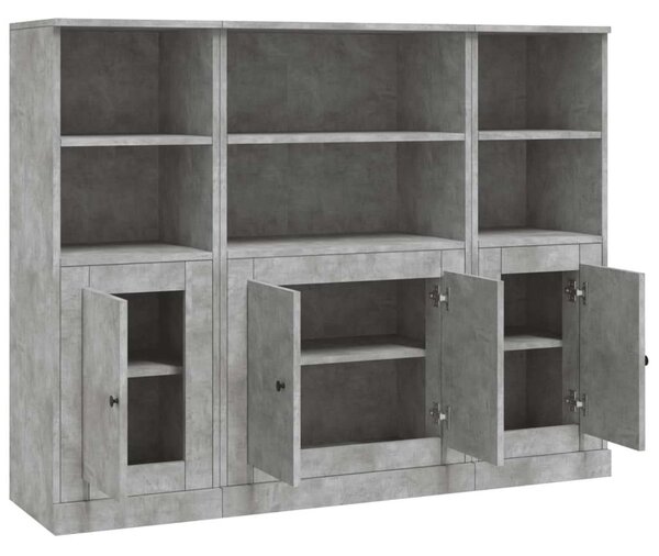 VidaXL 3 részes Magasszekrény - Betonszürke Fa - 132x35,5x103,5cm