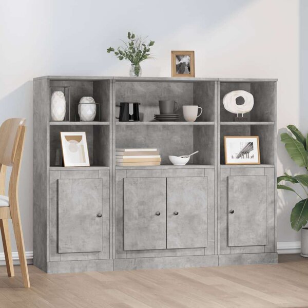 VidaXL 3 részes Magasszekrény - Betonszürke Fa - 132x35,5x103,5cm