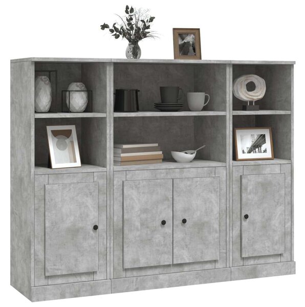 VidaXL 3 részes Magasszekrény - Betonszürke Fa - 132x35,5x103,5cm