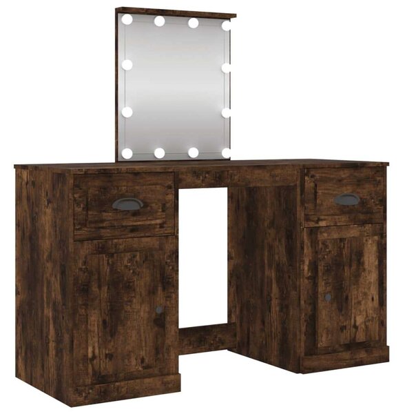VidaXL füstös tölgyszínű fésülködőasztal LED-del 130 x 50 x 132,5 cm