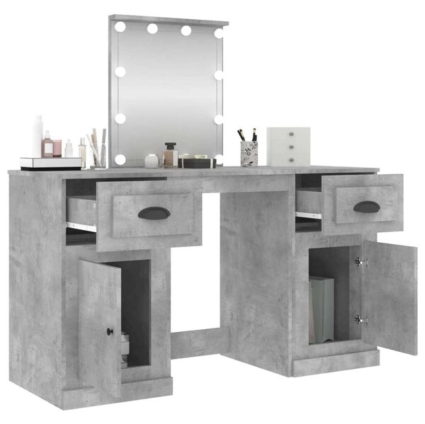 LED-es Sminkasztal - Beton Szürke - 130x50x132,5cm