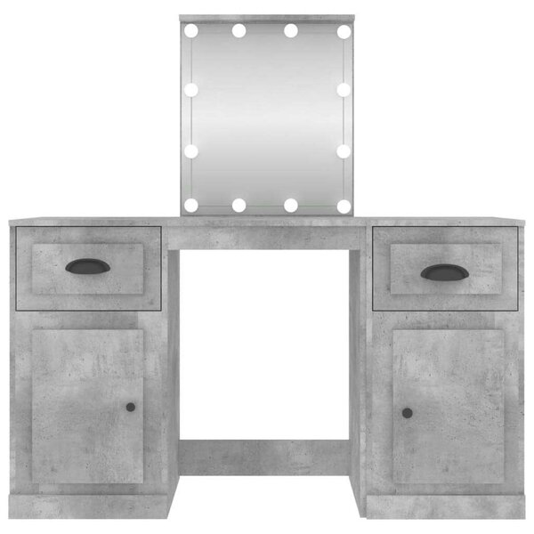 LED-es Sminkasztal - Beton Szürke - 130x50x132,5cm