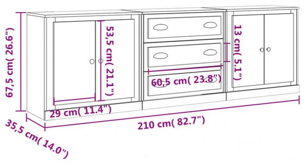 VidaXL Tálalószekrény - Betonszürke - 210cm