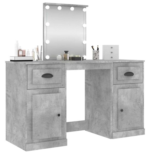 LED-es Sminkasztal - Beton Szürke - 130x50x132,5cm