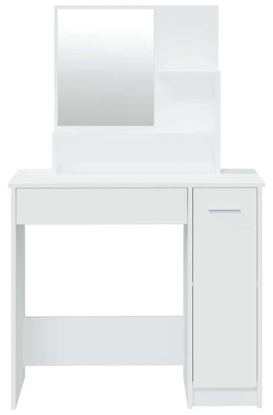 Modern Fehér Sminkasztal Szett Tükörrel - 86,5x35x136cm