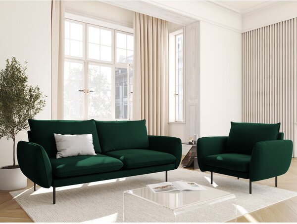 Sötétzöld bársony kanapé 160 cm Vienna – Cosmopolitan Design