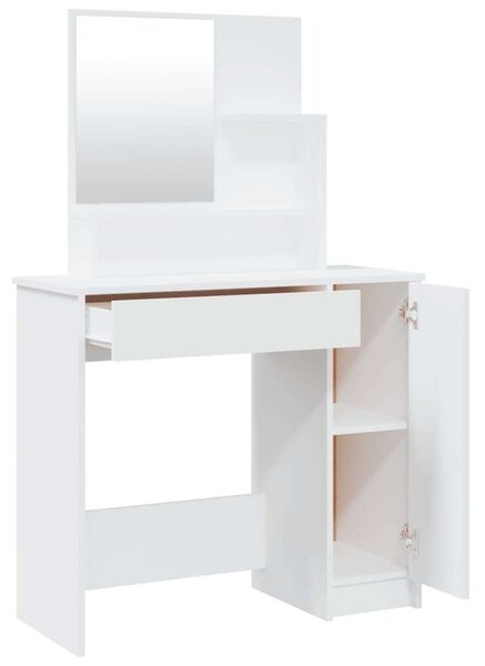 Modern Fehér Sminkasztal Szett Tükörrel - 86,5x35x136cm