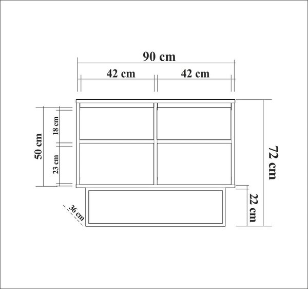 Natúr színű szekrény diófa dekorral 90x72 cm Rodez – Kalune Design