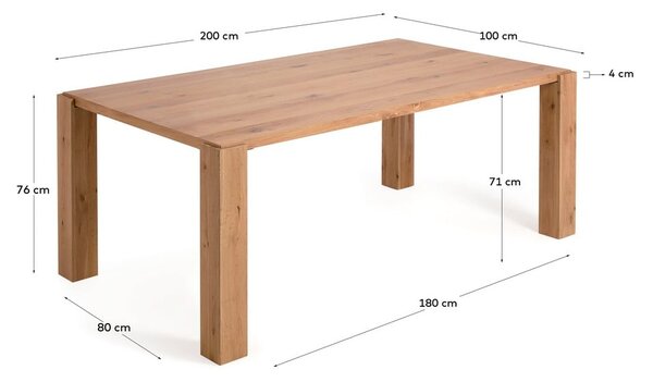 Étkezőasztal tölgyfa dekorral 100x200 cm Deyanira – Kave Home