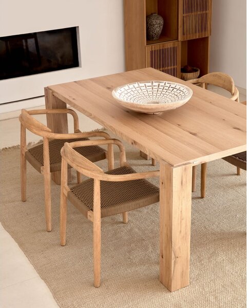 Étkezőasztal tölgyfa dekorral 100x200 cm Deyanira – Kave Home