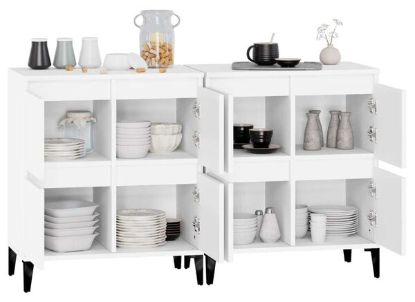 Fehér Tálalószekrény Szett - 2 db - 8 Rekeszes - 60x35x70 cm