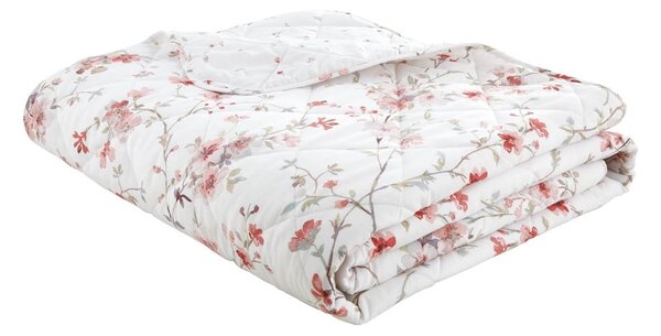 Jasmine Floral fehér-piros takaró, 220 x 230 cm - Catherine Lansfield