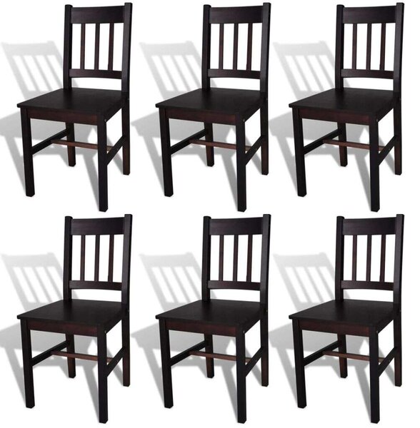 Fenyőfa Étkezőszék Szett - 6 db - Sötétbarna