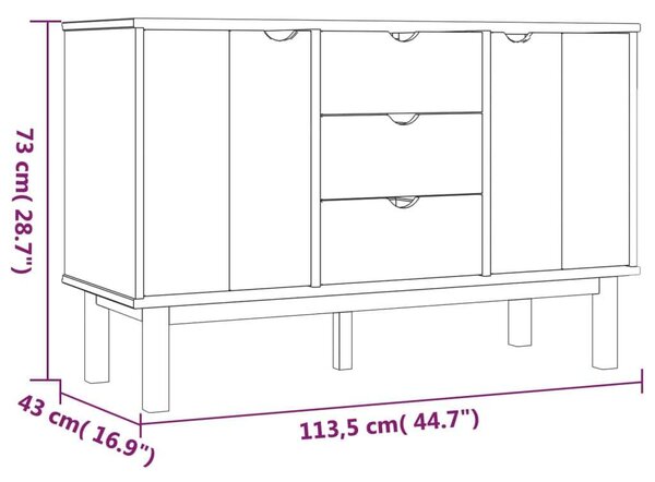 VidaXL OTTA Fenyőfa Tálalószekrény - 113x43x73 cm