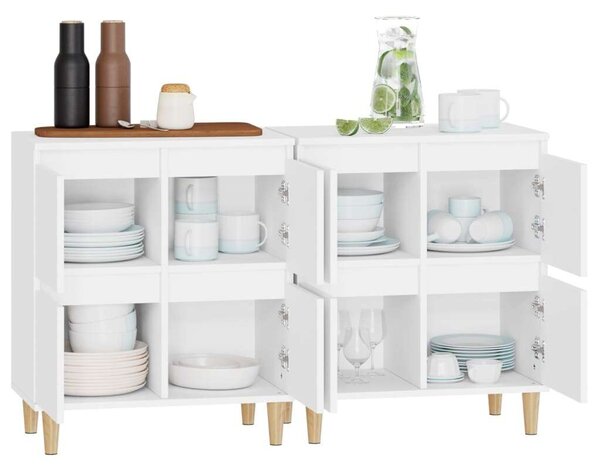 VIDAXL - Fehér Fa Tálalószekrény Szett - 2 db - 60x35x70 cm