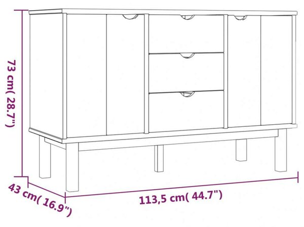 VidaXL OTTA Fenyőfa Tálalószekrény - 113x43x73 cm