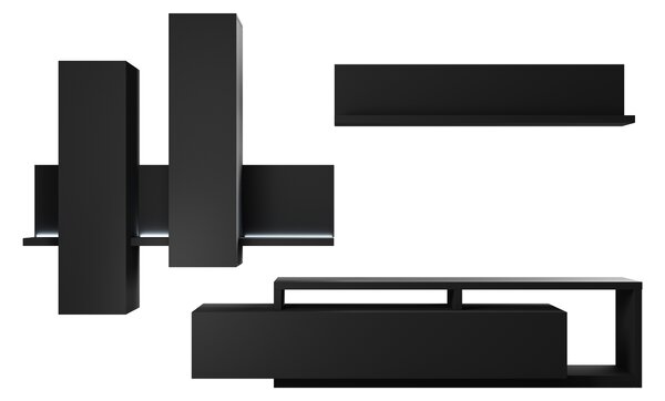 Nappali bútorsor Bilsby Typ 09 (fekete + matt fekete). Akció -44%