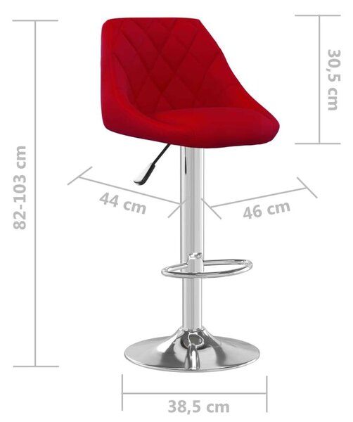 Elegáns Bordó Bársony Bárszék - 2 db - Magasságállítható