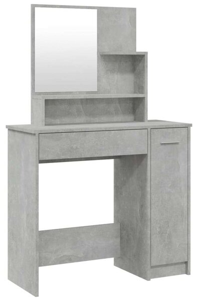 Betonszürke fésülködőasztal tükörrel 86,5 x 35 x 136 cm