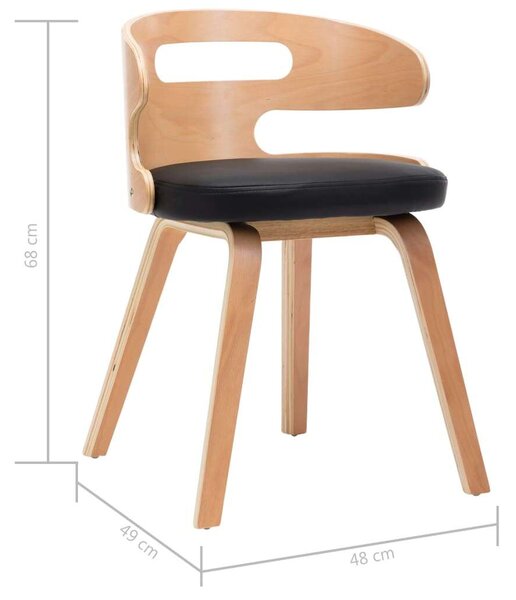 Modern Fa Étkezőszék - Fekete Műbőr - 2 db-os szett
