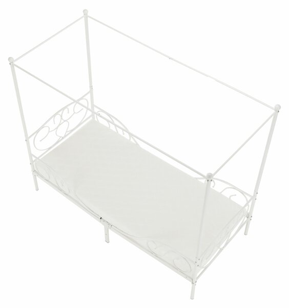 KONDELA Fém ágyégbolttal, fehér, 90x200, ADELISA