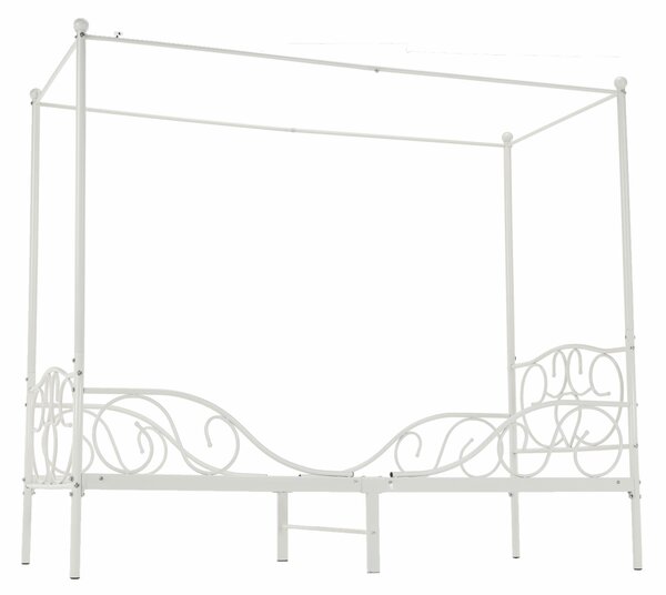 KONDELA Fém ágyégbolttal, fehér, 90x200, ADELISA
