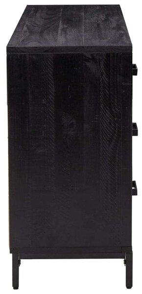 Rusztikus Fekete Tálalószekrény - 6 Fiók - 110x35x70cm