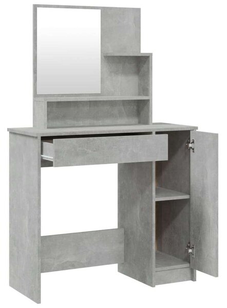 Modern Sminkasztal Szett - Betonszürke - 86,5x35x136 cm