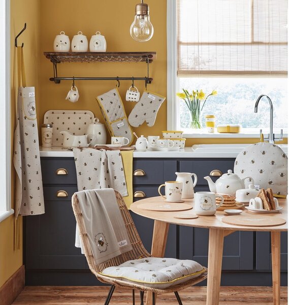 Bumble Bees bézs-sárga pamut kötény - Cooksmart ®