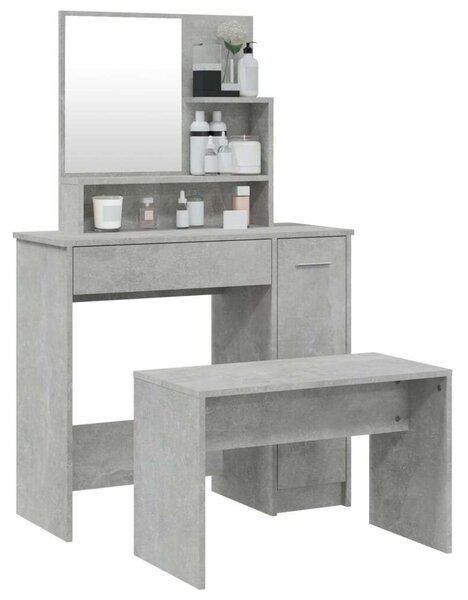Modern Sminkasztal Szett - Betonszürke - 86,5x35x136 cm